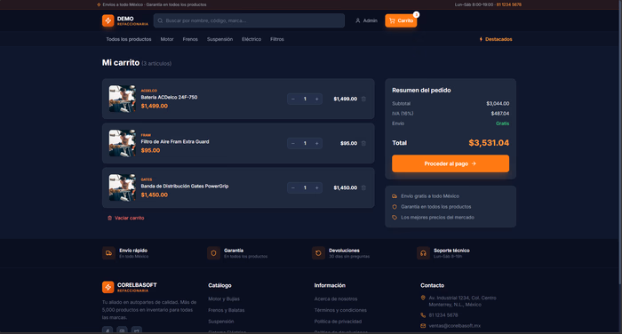 Refaccionaria — Carrito de compras