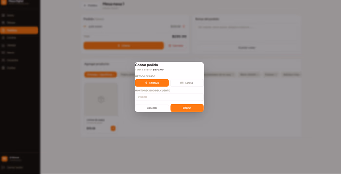 SaaS Restaurante — Cobrar pedido