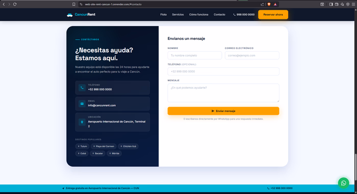 CancunRent — Contacto