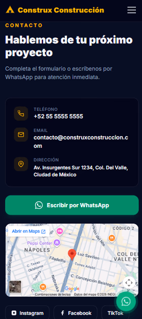 Construx móvil — Contacto