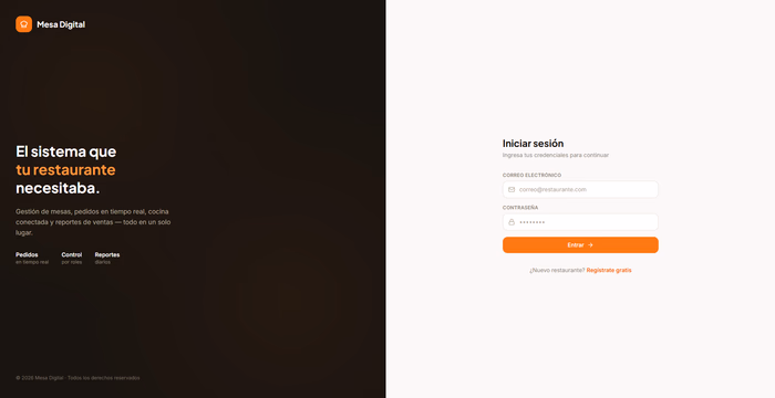 SaaS Restaurante — Login