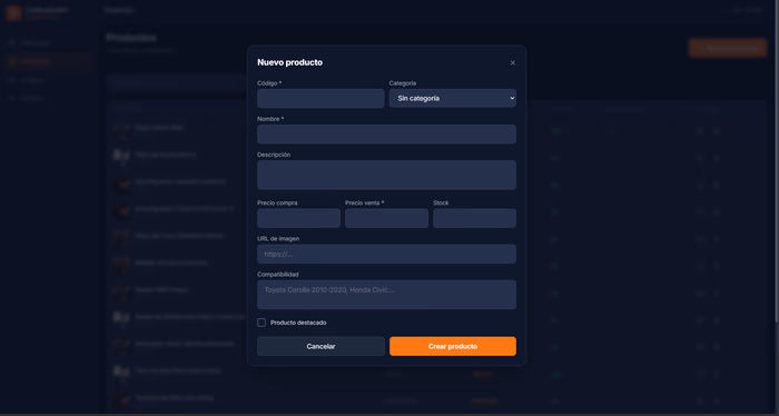 Refaccionaria — Nuevo producto