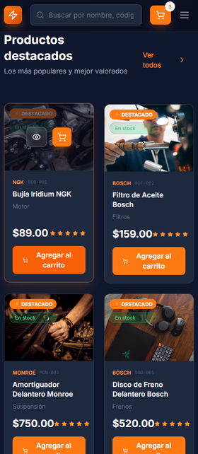 Refaccionaria móvil — Productos