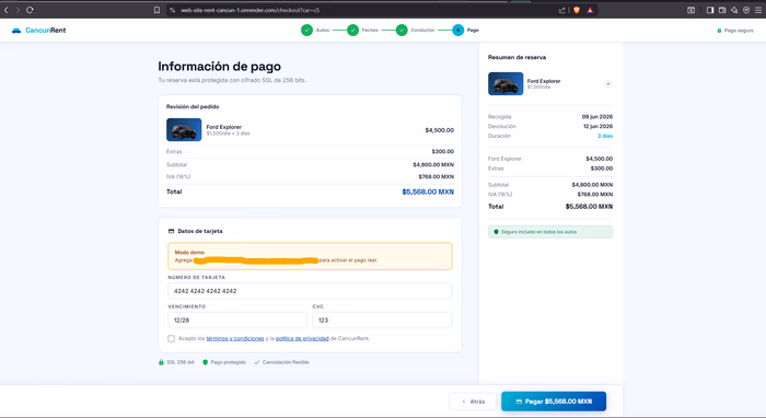 CancunRent — Realizar pago